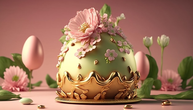 3d illustration easter cake with chocolate isolated in background