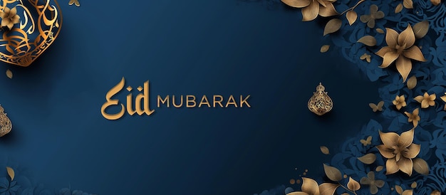 Photo 3d illustration of eid mubarak background generative ai