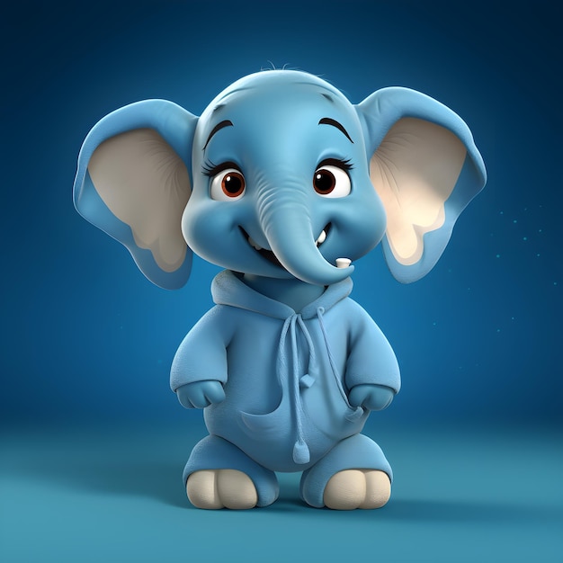 3d illustration elephant blue fashion