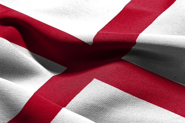 3D illustration flag of Alabama is a state of United States Waving on the wind