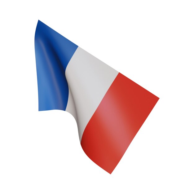 Photo 3d illustration flag of france white background