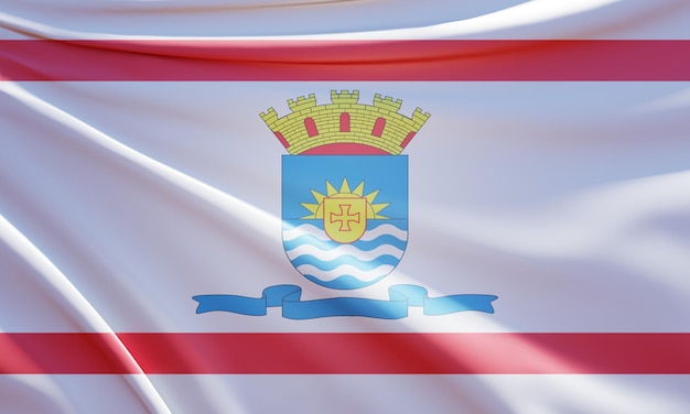 3d illustration of florianopolis flag on wavy fabric