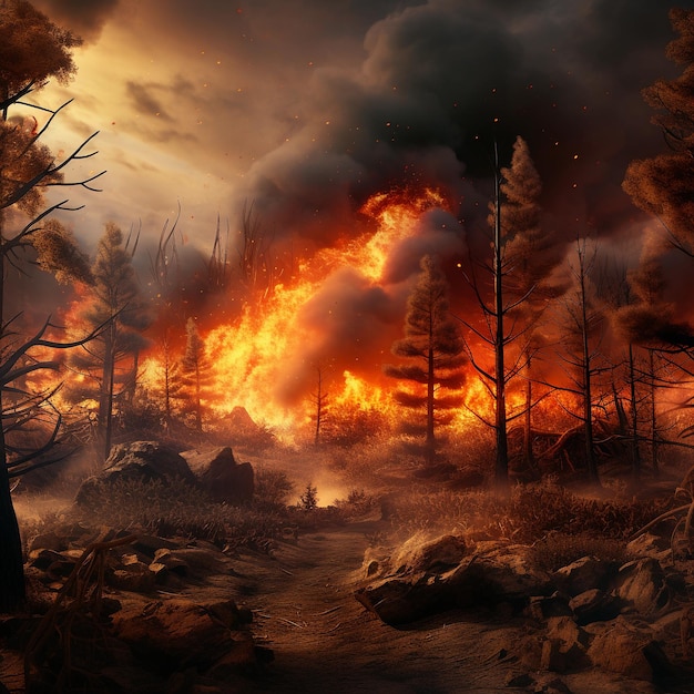 3d illustration Forest fires