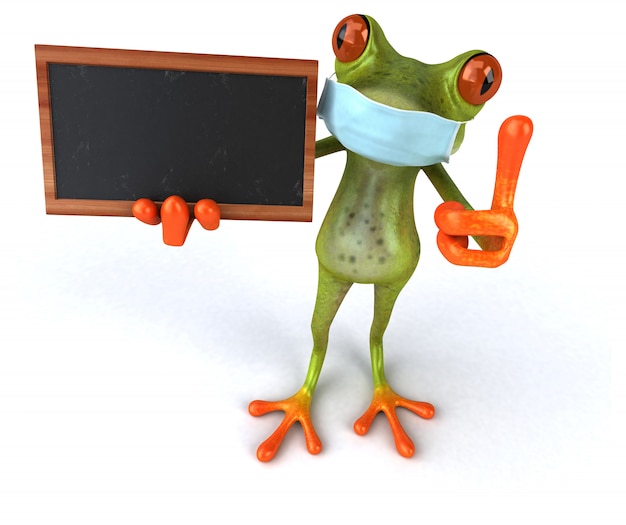 3D Illustration of a frog with a mask