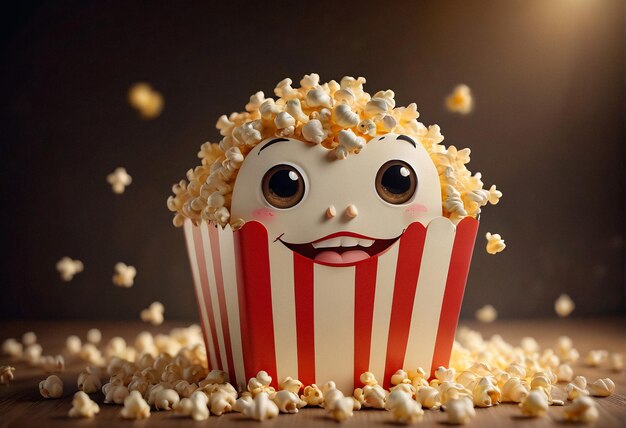 3D illustration of a funny popcorn