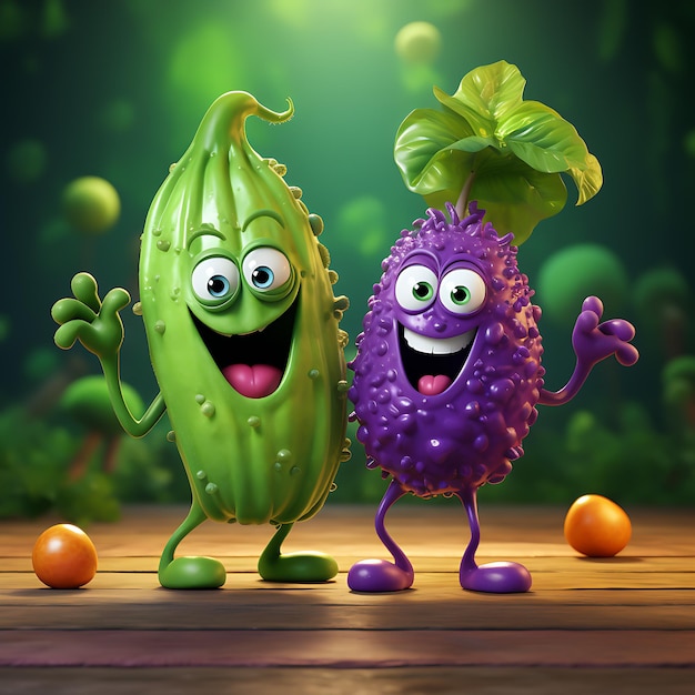 3d illustration funny vegetable cartoon