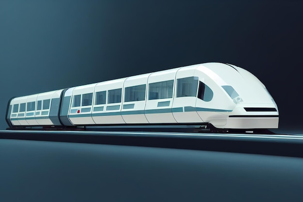 3d illustration of futuristic modern train moving fast and quiet in city town