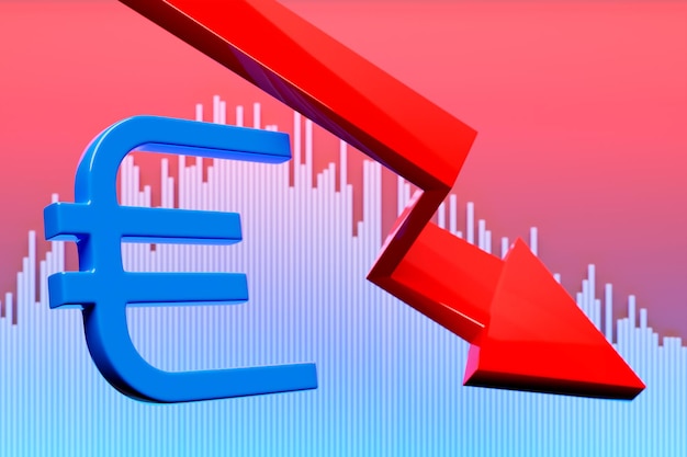 3d illustration graph of the increase in euro on a pink background Income wage increase concept illustration with and arrow Financial performance sales profit growth with euro symbol