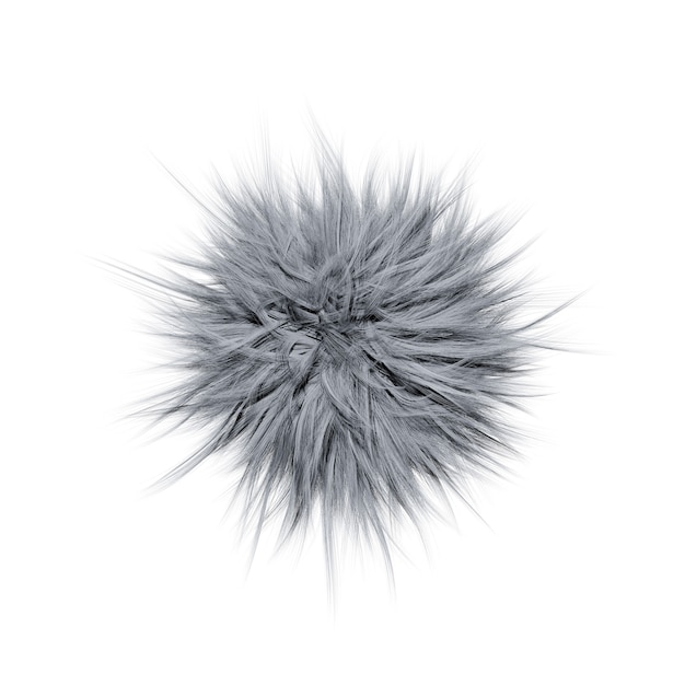 3d Illustration of Gray Fluffy Ball Isolated on White Background