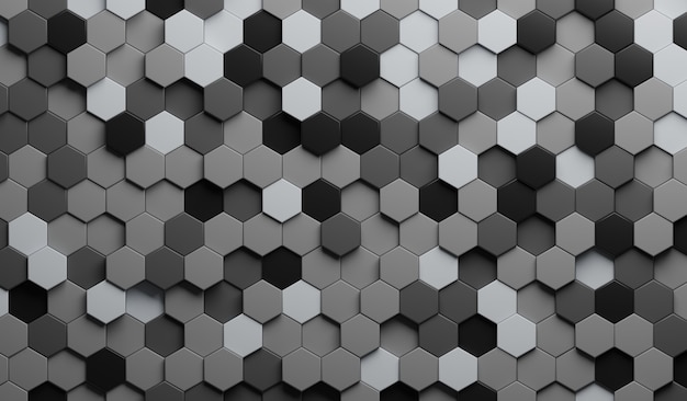 3D illustration Grey Abstract. Embossed Hexagon, honeycomb shadow