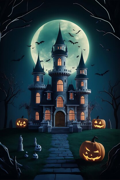 3d illustration of Halloween theme background