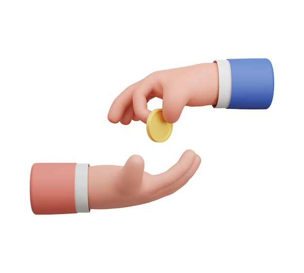 3D illustration Hands Giving ampamp Receiving Money