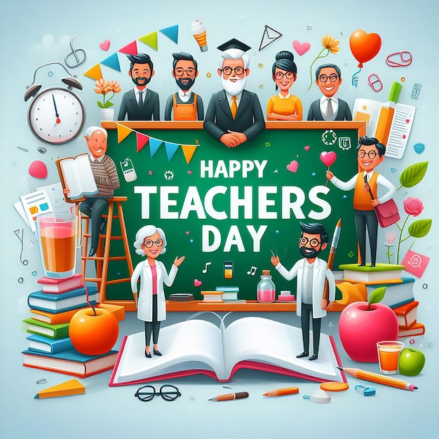 3D Illustration Happy Teachers Day Design for banner poster