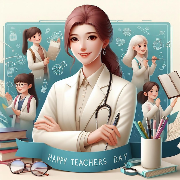 3D Illustration Happy Teachers Day Design for banner poster