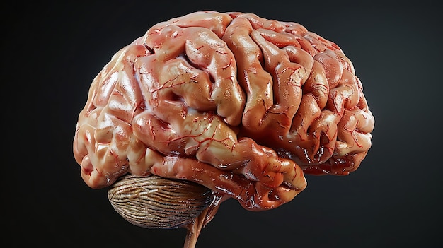 3D illustration of human brain on black background