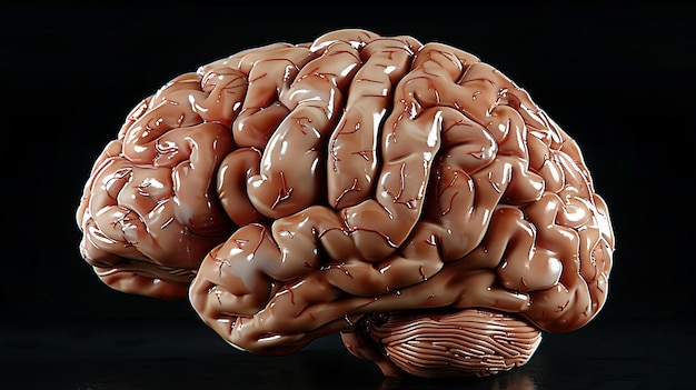 3D illustration of human brain on black background