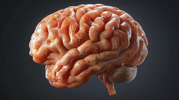 3D illustration of human brain on black background