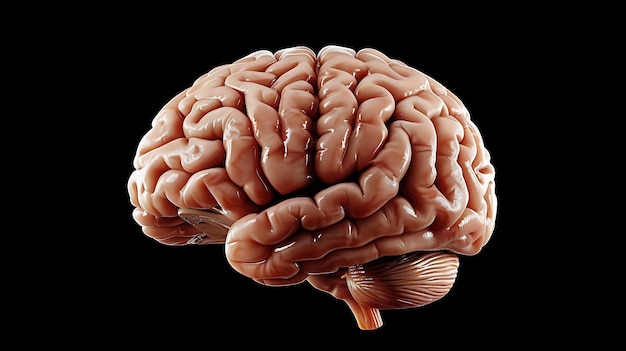 3D illustration of human brain on black background