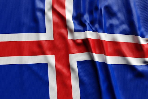 Photo 3d illustration of iceland
 national developing flag. country symbol.