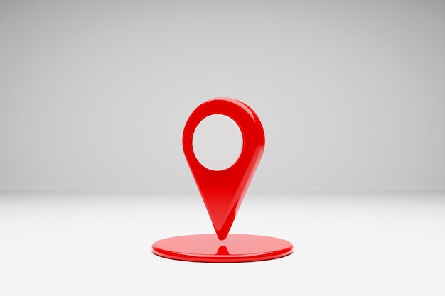 3d illustration of an icon with a red destination point on the map navigation marker