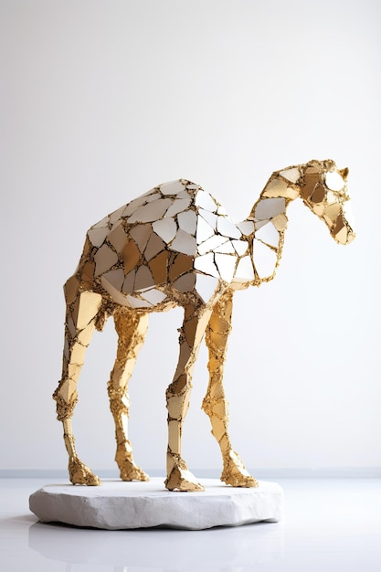 3d Illustration of kintsugi style Camel ceramic sculpture AI Generated