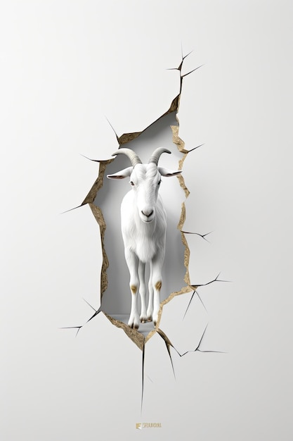 3d Illustration of kintsugi style goat ceramic sculpture AI Generated