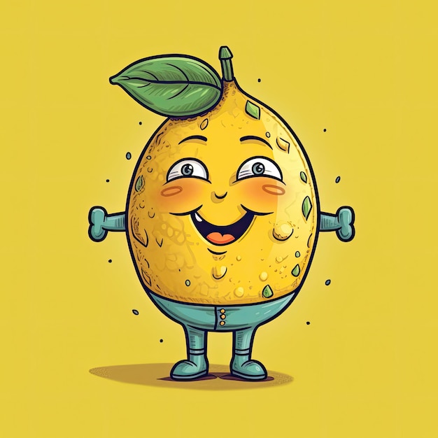 3D Illustration of lemon character that is drawn in cartoon style AI Generated