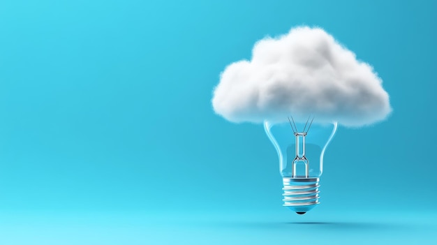 A 3D illustration of a light bulb with a cloud on top symbolizing innovation inspiration bri