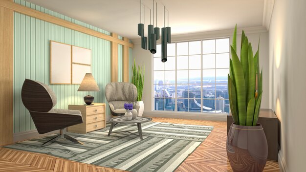 3d illustration of the living room interior