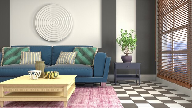 3d illustration of the living room interior