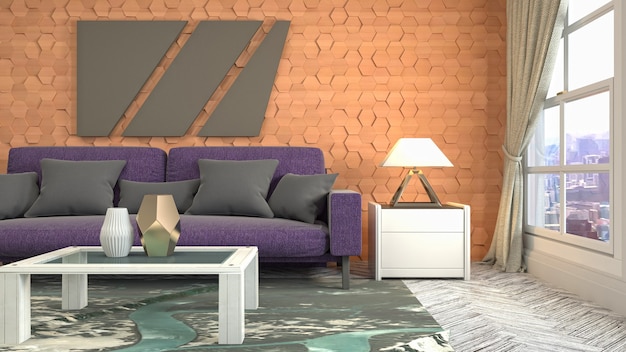 3d illustration of the living room interior