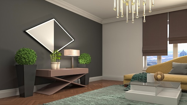 3d illustration of the living room interior