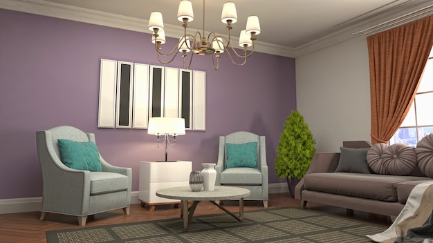 3d illustration of the living room interior