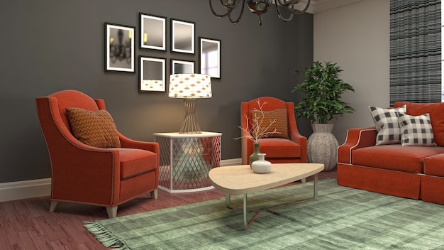 3d illustration of the living room interior