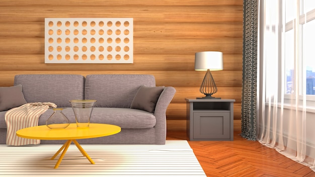 3d Illustration of the living room interior