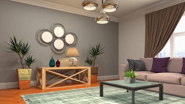 3d Illustration of the living room interior