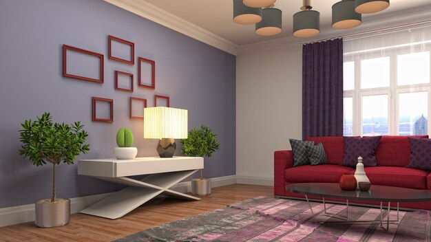 3d Illustration of the living room interior