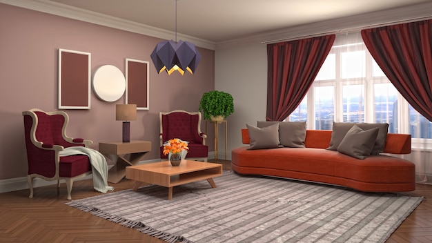 3d Illustration of the living room interior