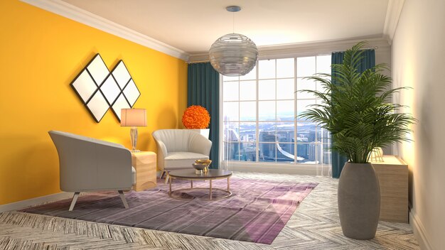 3d Illustration of the living room interior