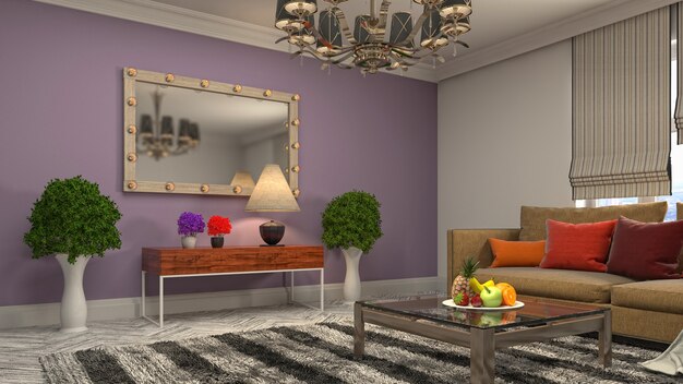 3d Illustration of the living room interior