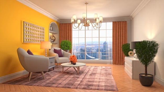 3d Illustration of the living room interior