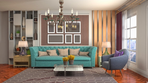 3d Illustration of the living room interior