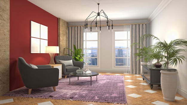 3d Illustration of the living room interior