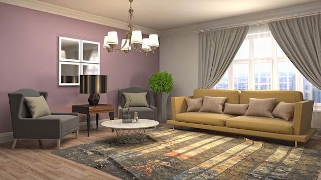 3d Illustration of the living room interior