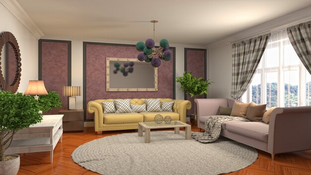 3d illustration of the living room interior