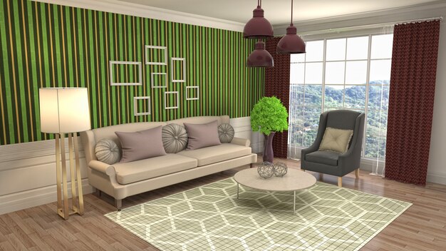 3d illustration of the living room interior