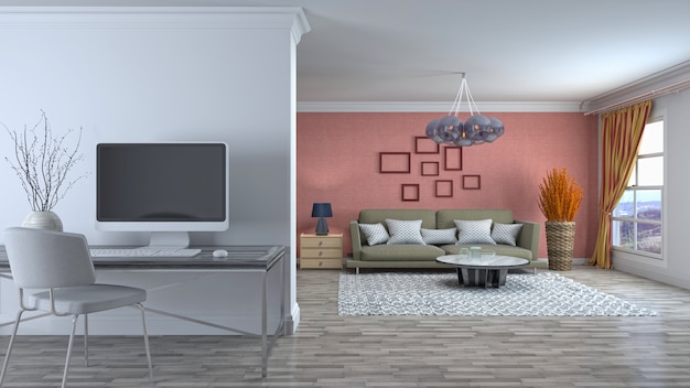 3d illustration of the living room interior