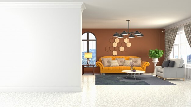 3d illustration of the living room interior