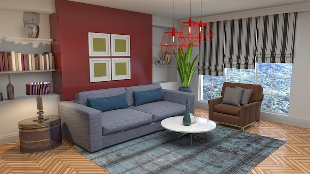 3d illustration of the living room interior