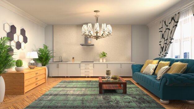 3d illustration of the living room interior